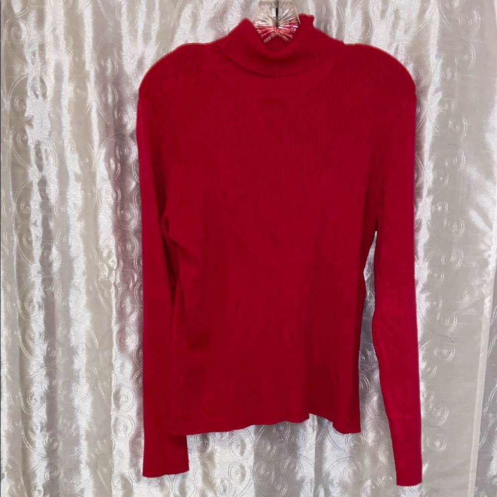 Chico's Red/Pink Turtleneck Sweater with Classic Fit Women’s Size 1 🔥 C1